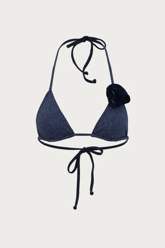 Rosette Triangle Top (Dark Denim) sold by SAME