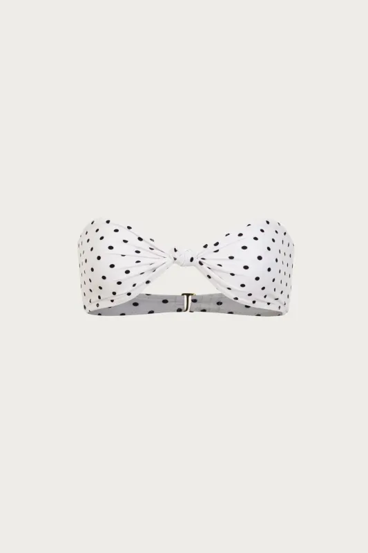 Knotted Bandeau Top (Cream Black Polka Dot) sold by SAME