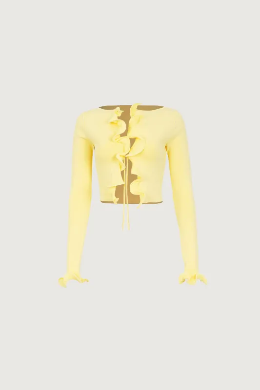 Ruffle Hem Top (Butter Yellow) sold by SAME