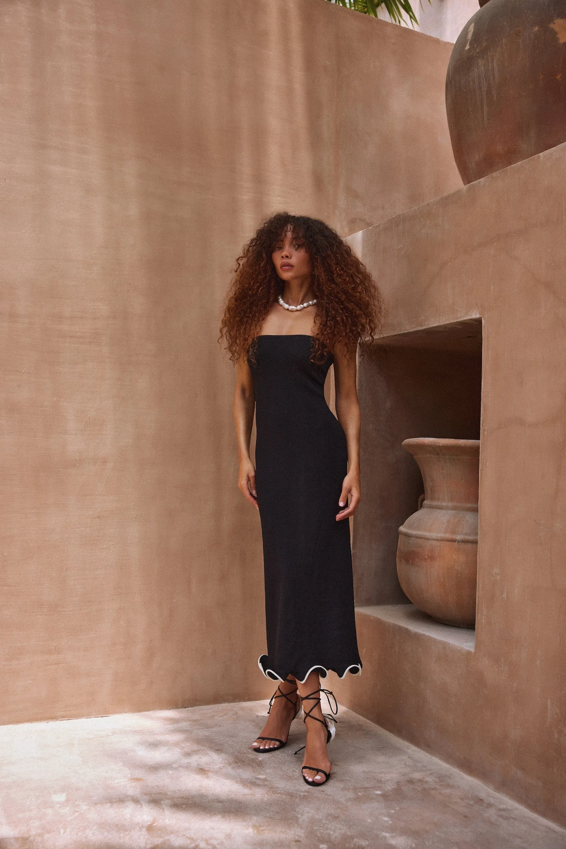 Ruffle Hem Strapless Dress (Black/Cream) sold by SAME product image thumbnail 2