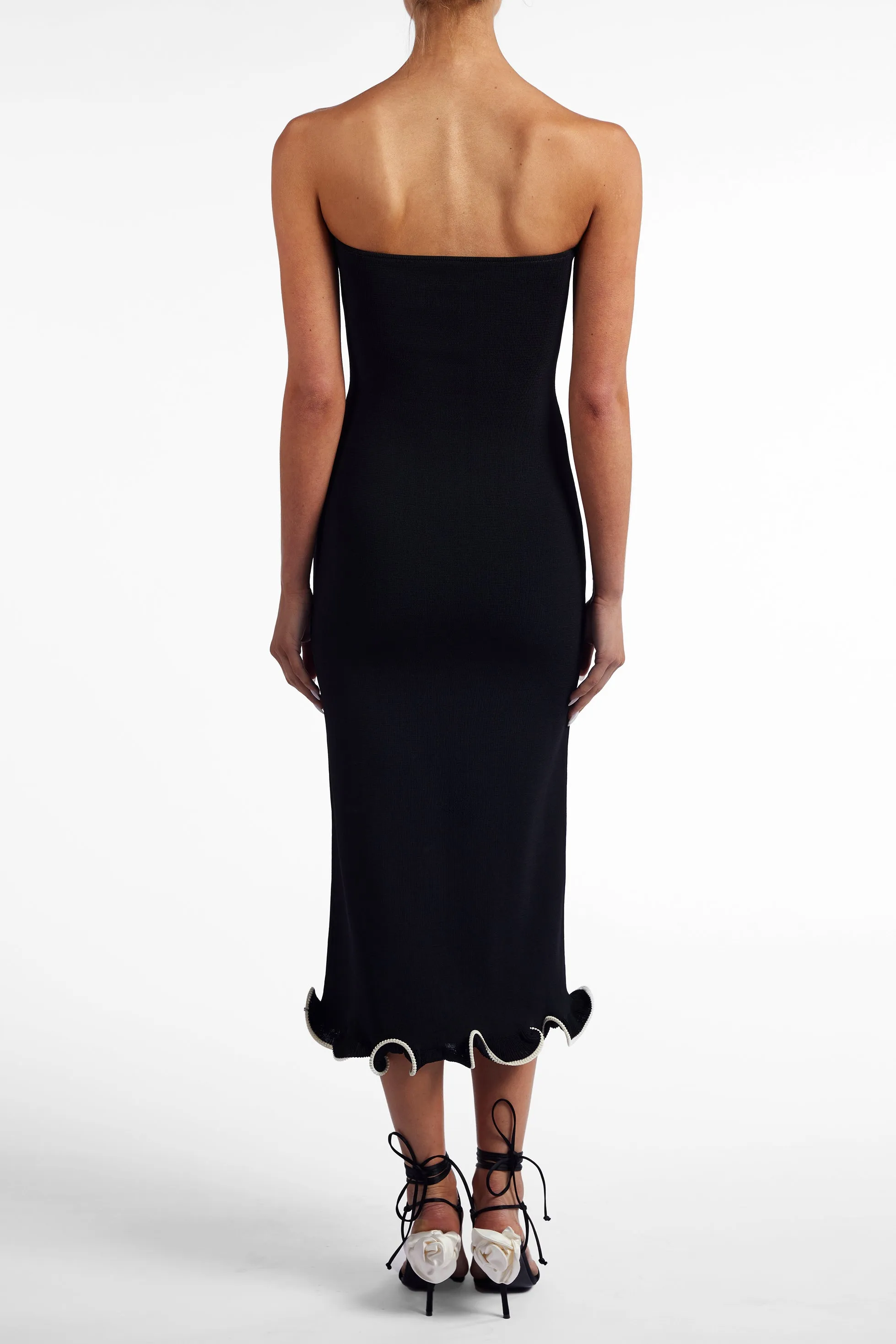 Ruffle Hem Strapless Dress (Black/Cream) sold by SAME product image thumbnail 5