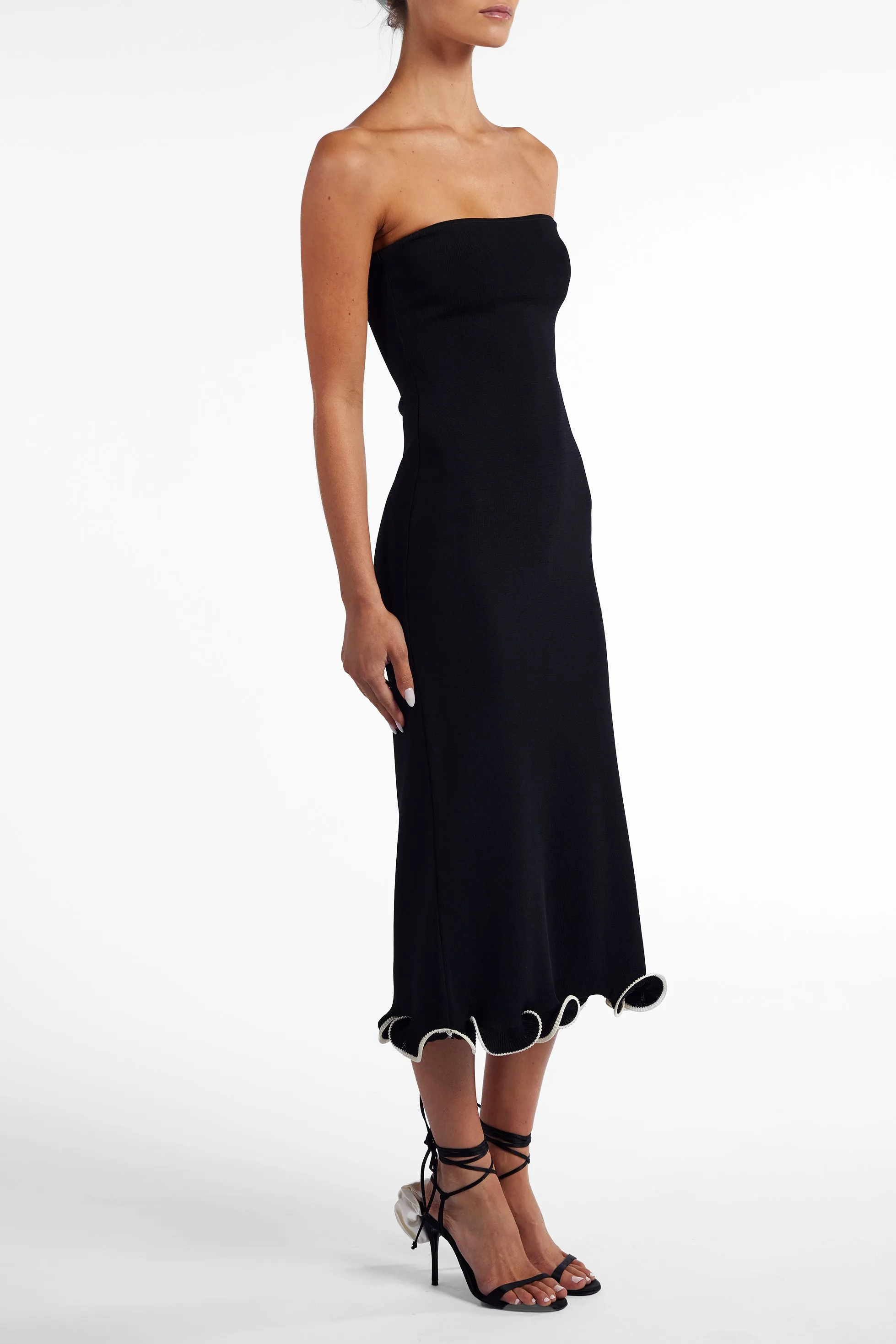 Ruffle Hem Strapless Dress (Black/Cream) sold by SAME product image thumbnail 4