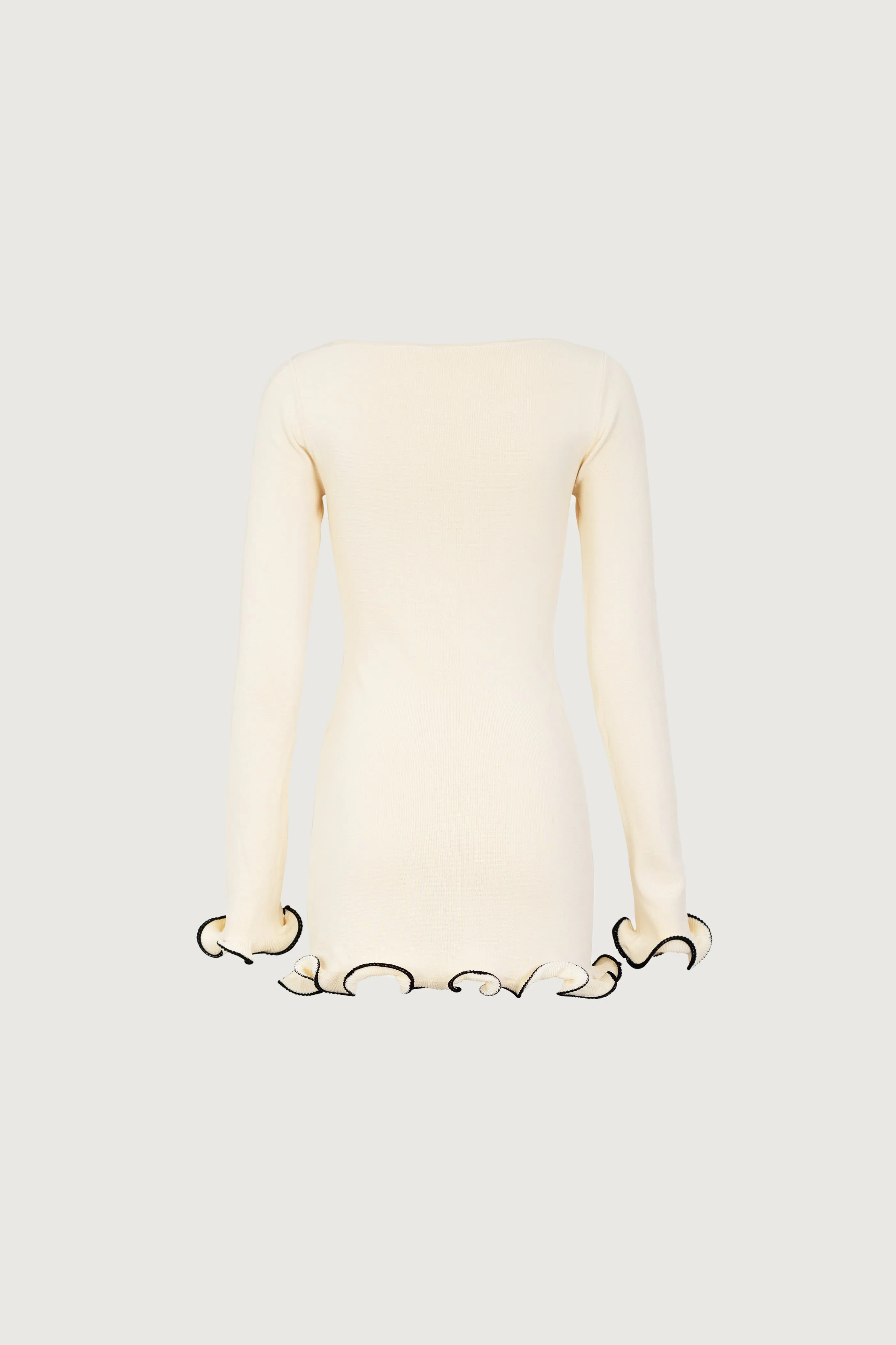 Ruffle Hem Mini Dress (Cream/Black) sold by SAME product image thumbnail 5