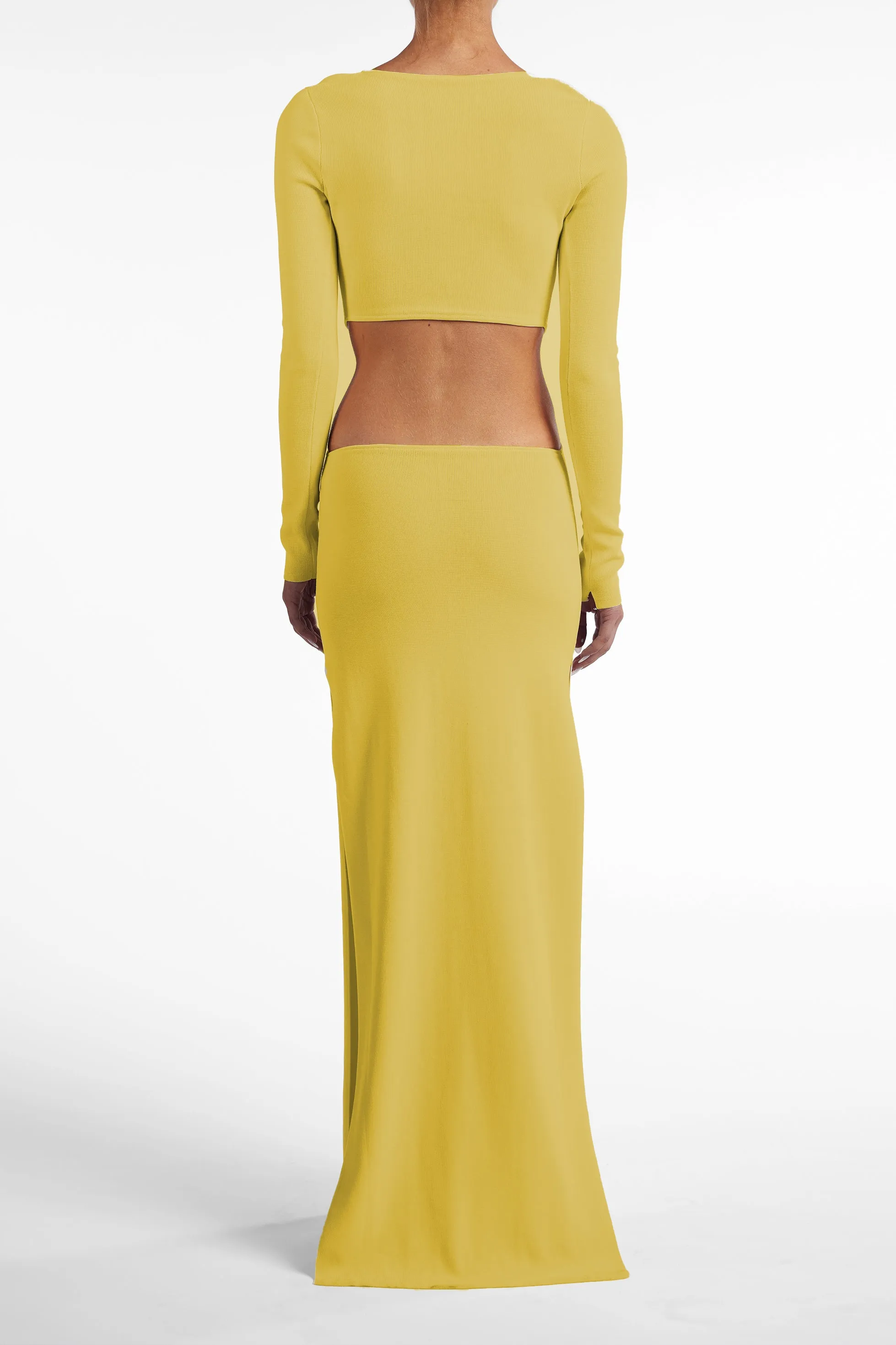 Long Sleeve Cut Out Maxi Dress (Chartreuse) sold by SAME product image thumbnail 5