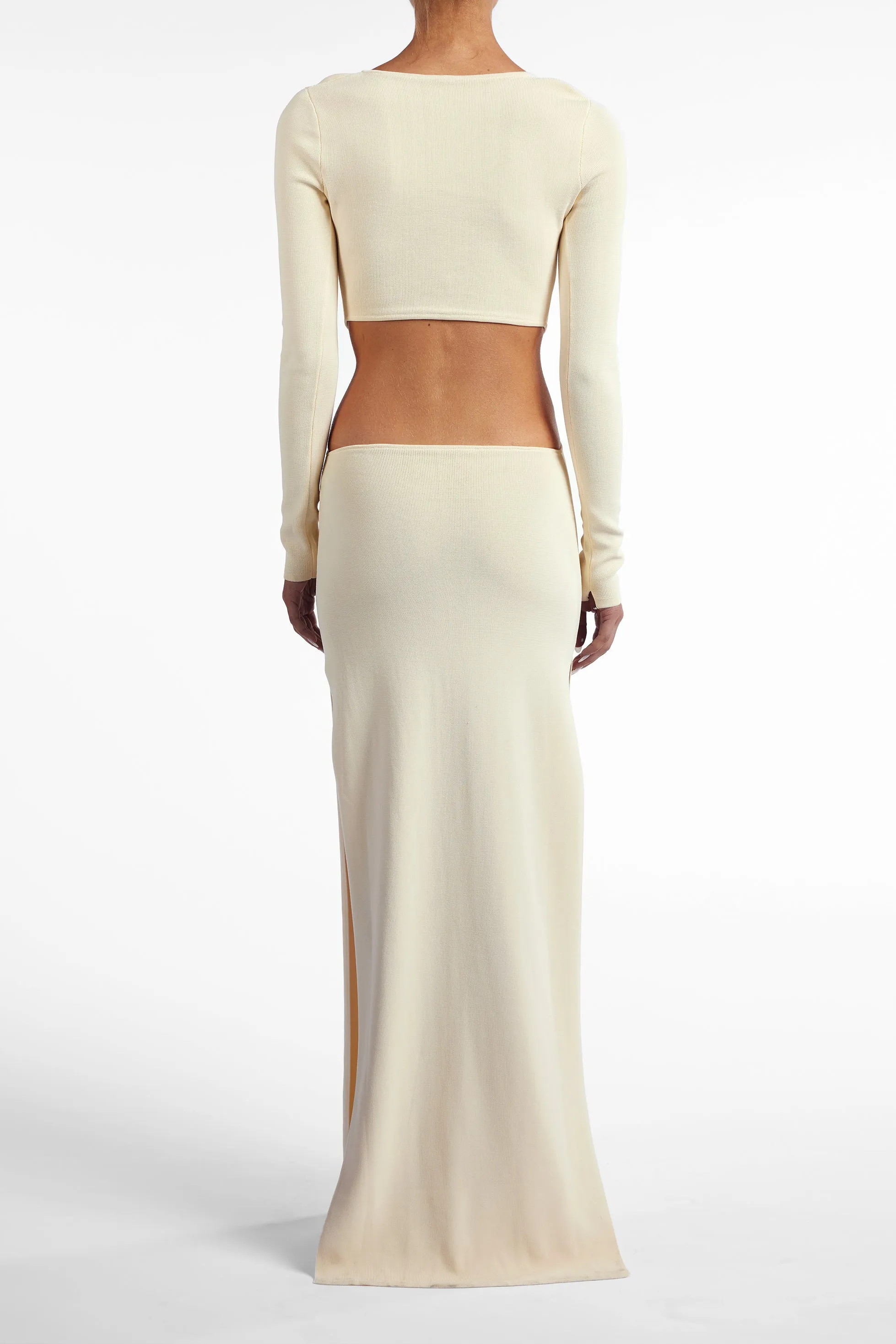 Long Sleeve Cut Out Maxi Dress (Cream) sold by SAME product image thumbnail 5