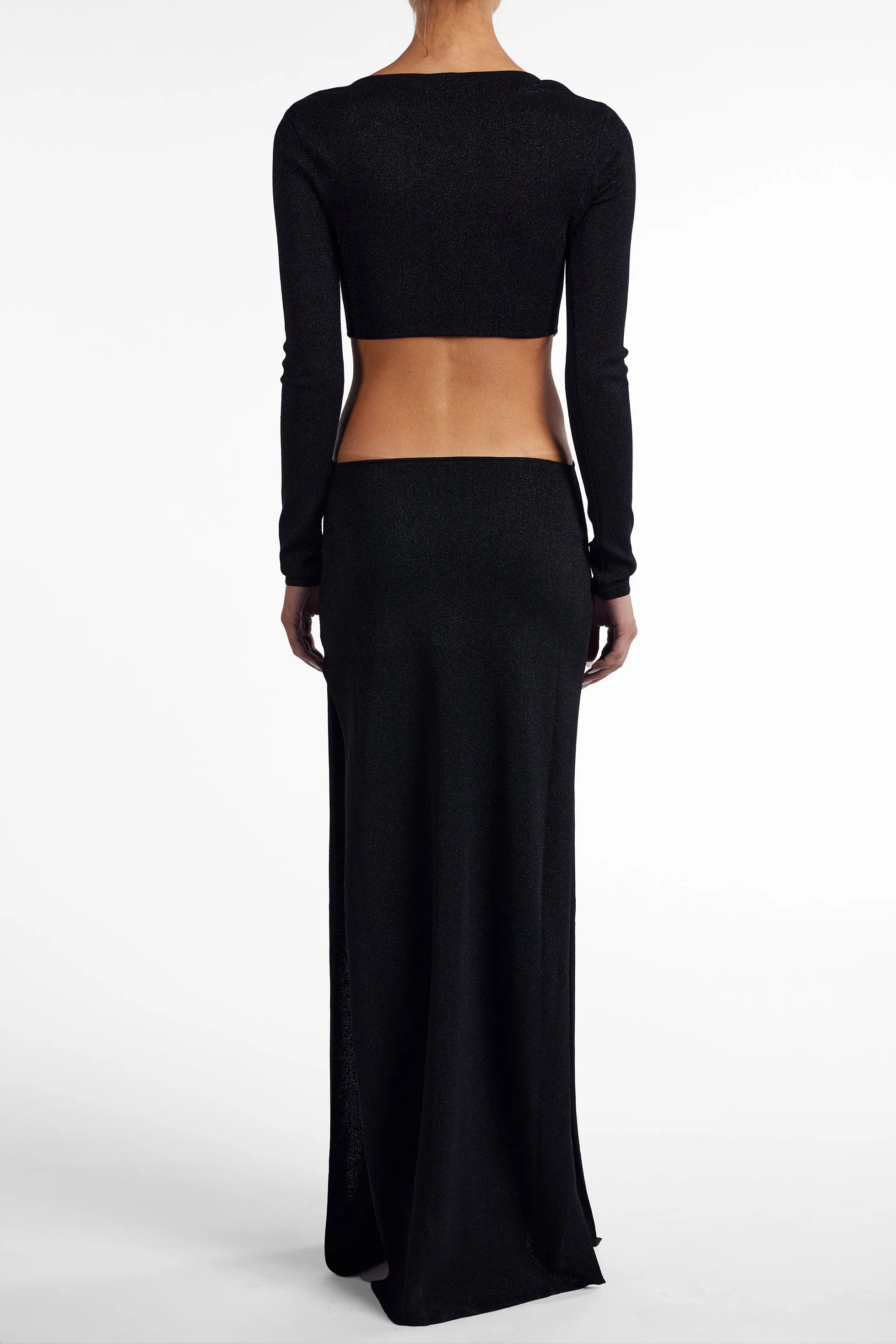Long Sleeve Cut Out Maxi Dress (Black Lurex) sold by SAME product image thumbnail 5
