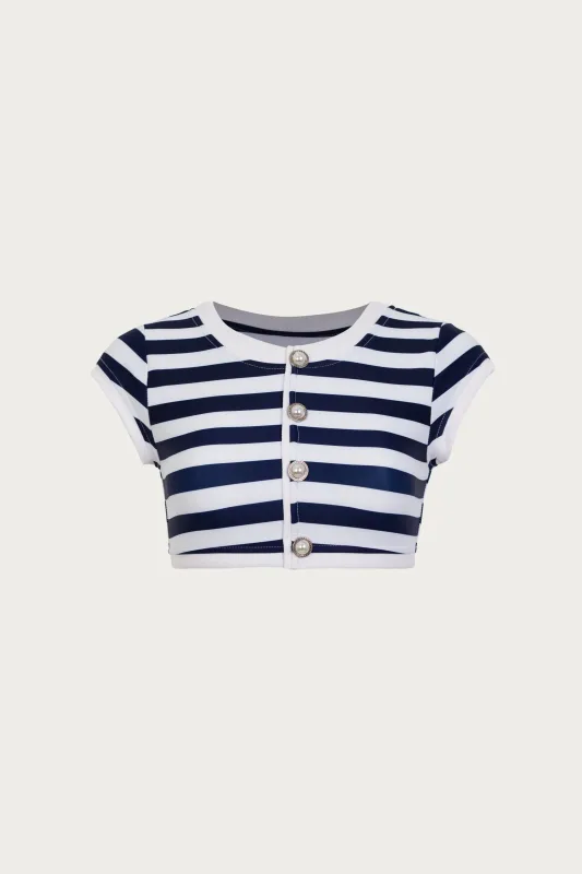 The Grace Top (Navy Cream Stripe/White) sold by SAME