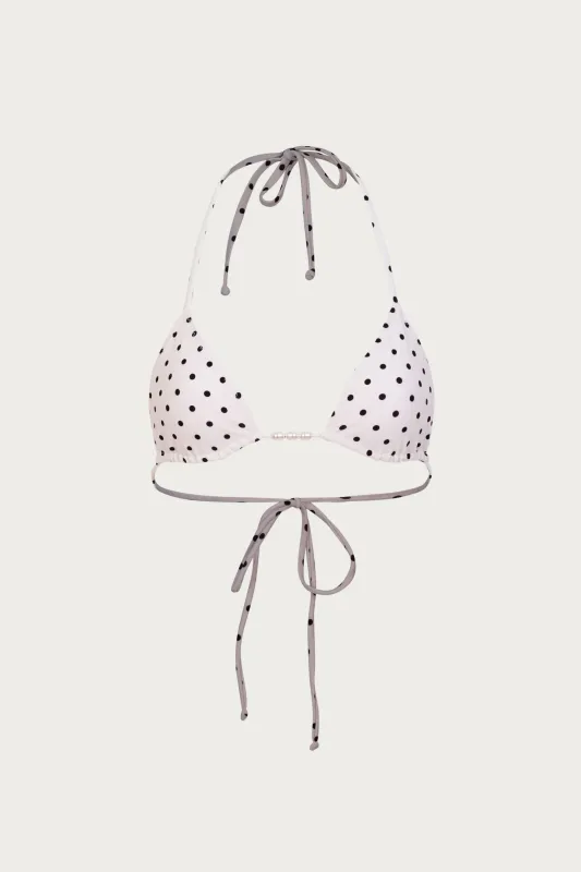 Beaded Triangle Top (Cream Black Polka Dot) sold by SAME