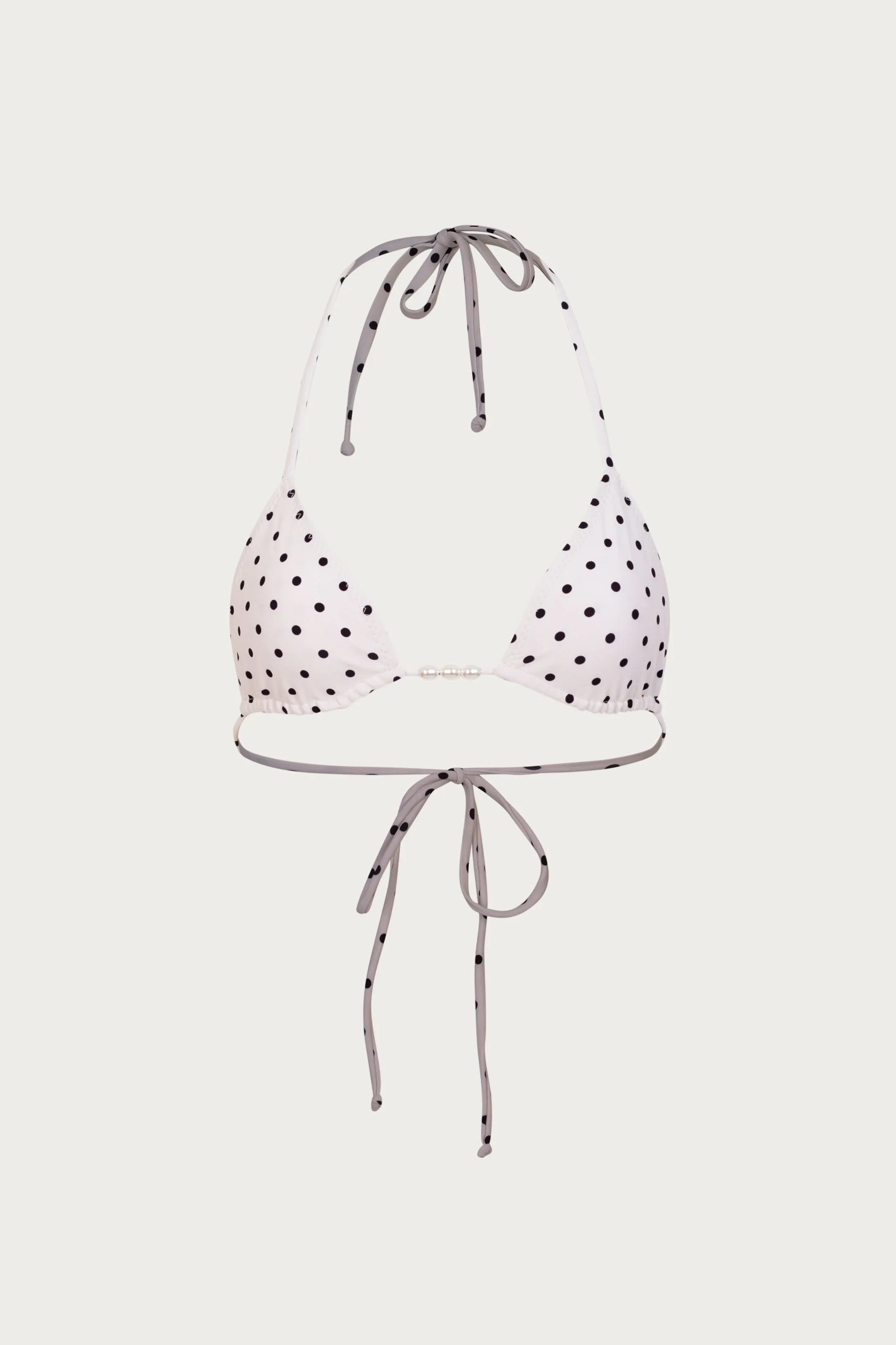 Beaded Triangle Top (Cream Black Polka Dot) sold by SAME