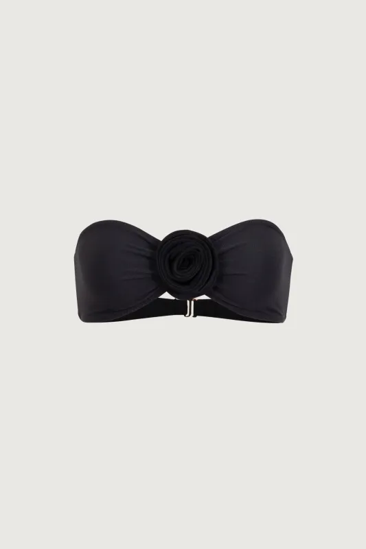 Rosette Bandeau Top (Faux Suede Black/Black) sold by SAME