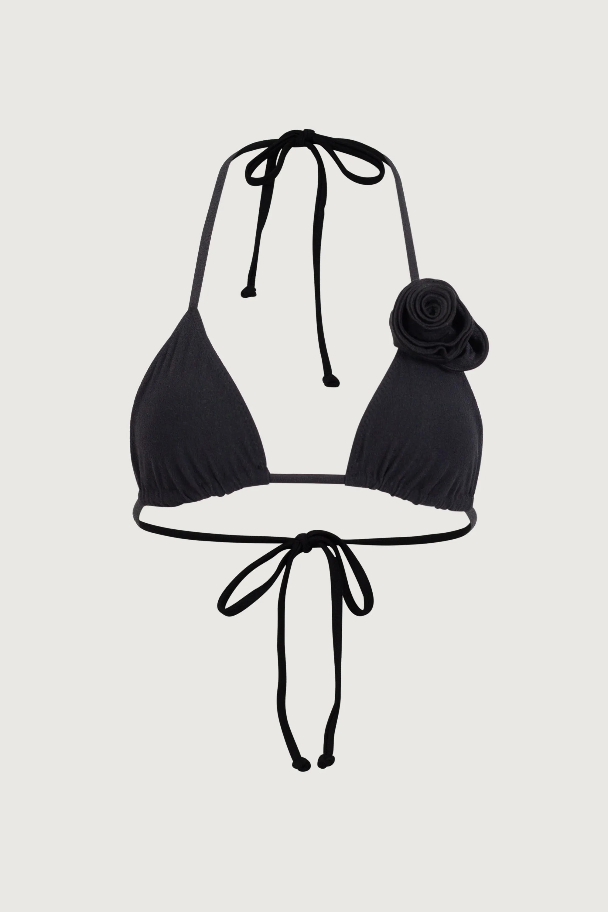 Rosette Triangle Top (Faux Suede Black/Black) sold by SAME