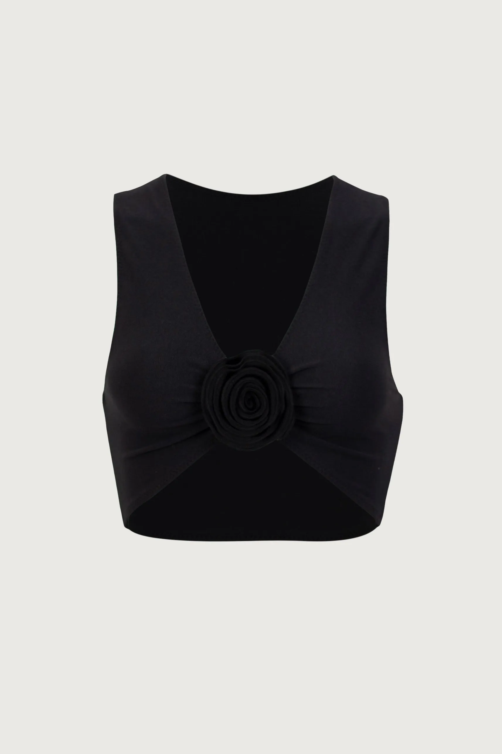 Rosette Tank Top (Faux Suede Black/Black) sold by SAME