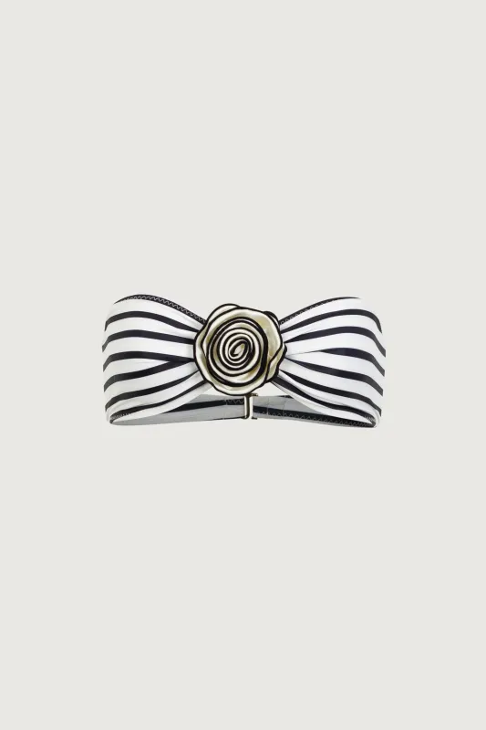 Rosette Bandeau Top (Cream Black Stripe) sold by SAME
