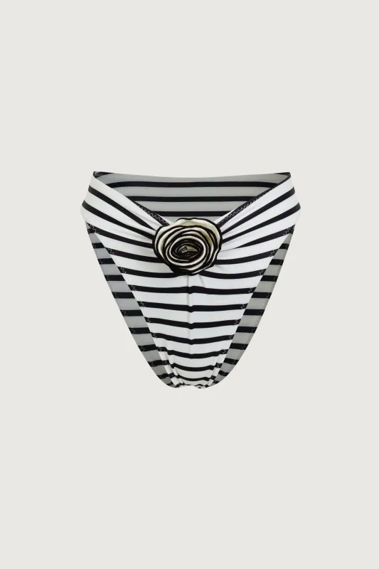 Rosette High Rise Bottom (Cream Black Stripe) sold by SAME
