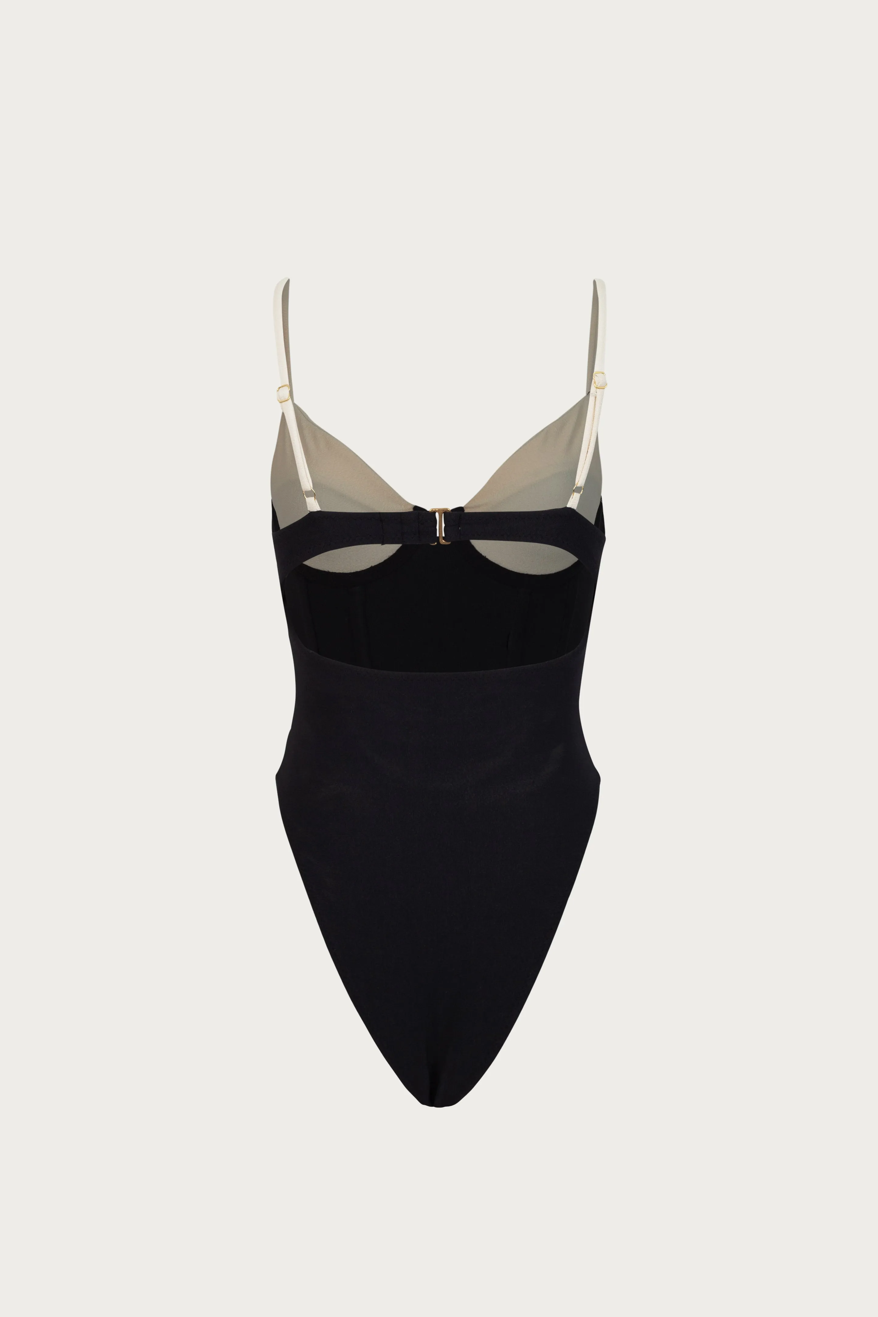 Double Layer Corset One Piece (Faux Suede Black/Cream) sold by SAME product image thumbnail 5