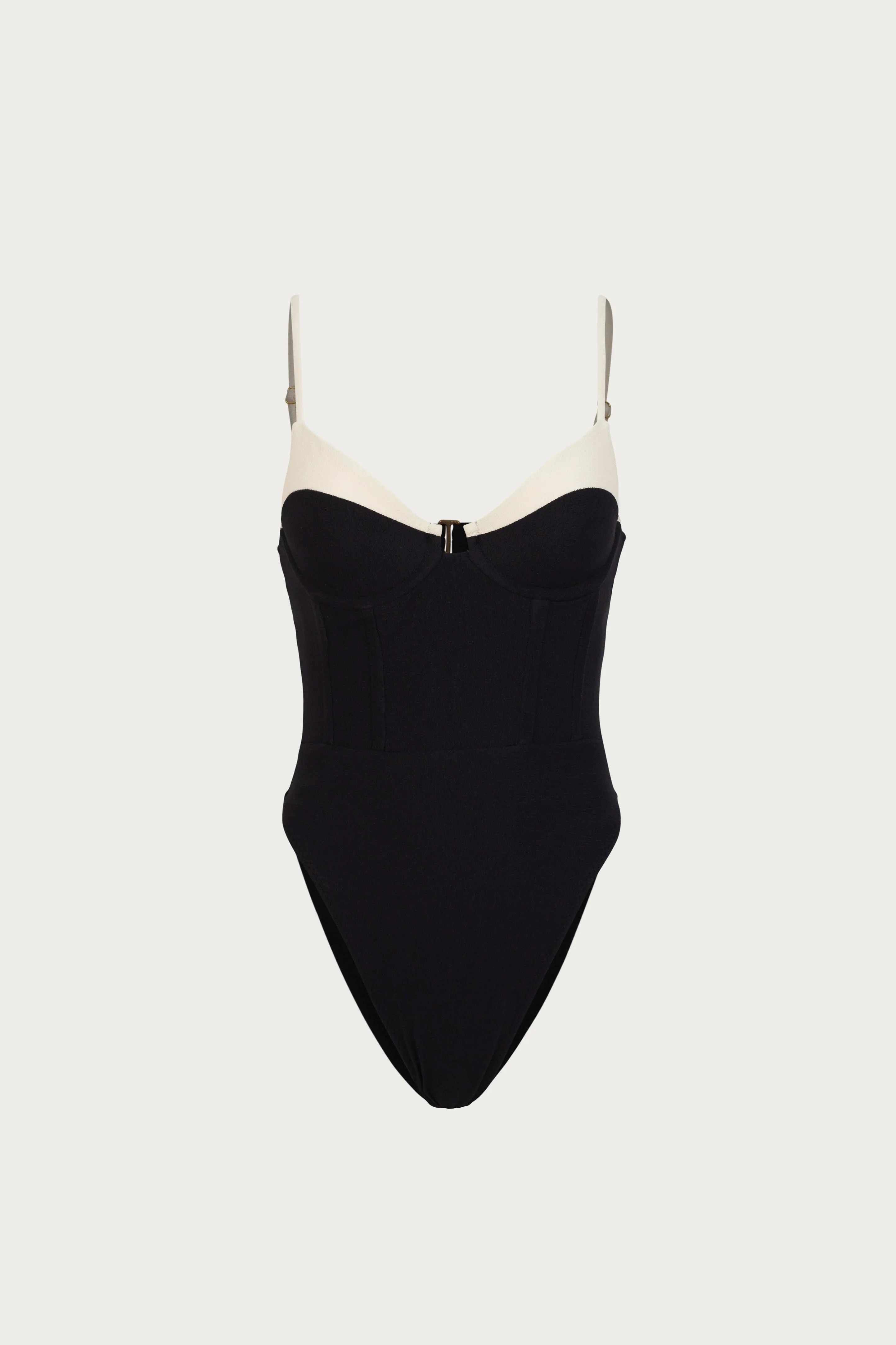 Double Layer Corset One Piece (Faux Suede Black/Cream) sold by SAME