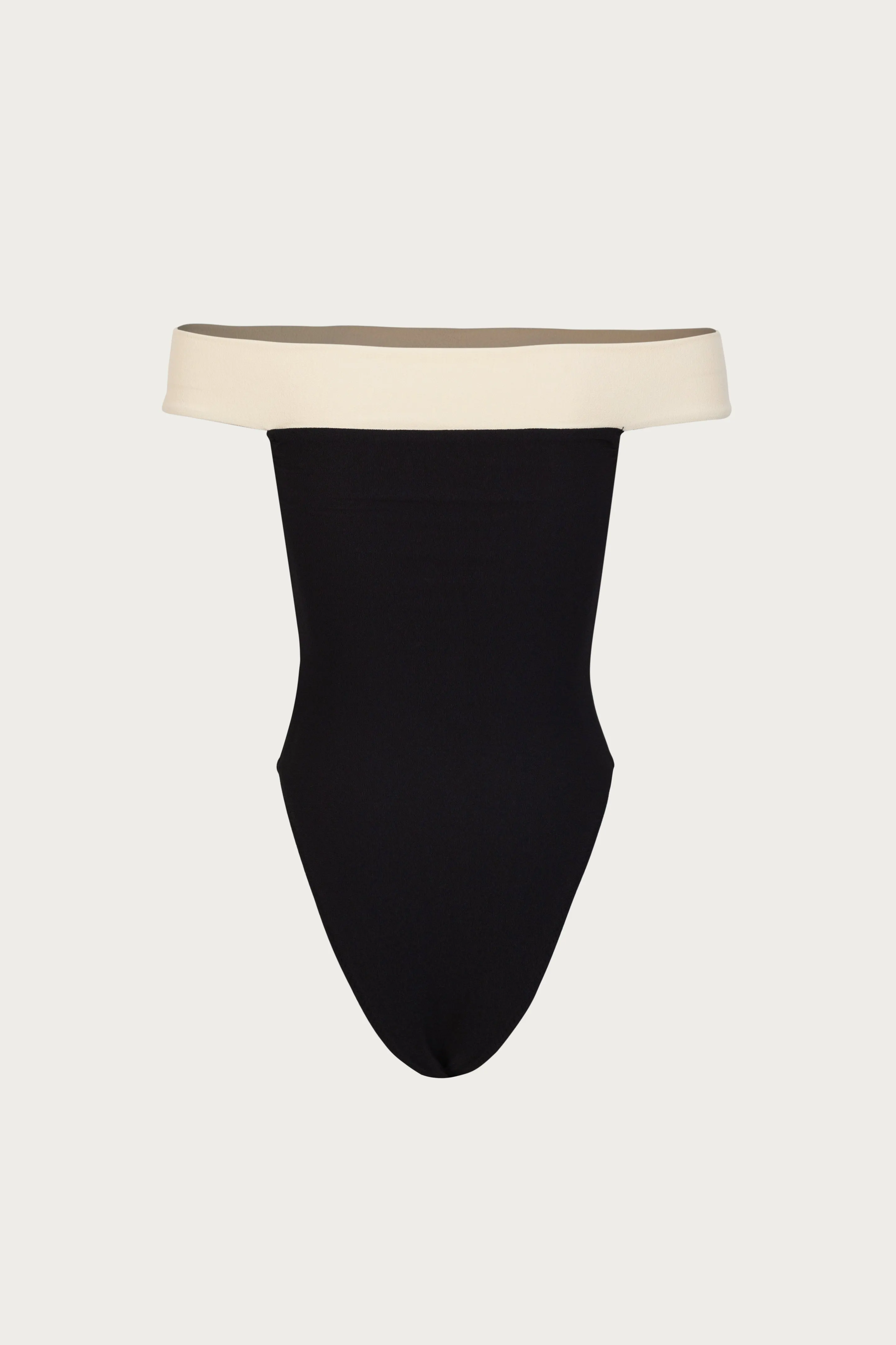Off Shoulder One Piece (Faux Suede Black/Cream) sold by SAME product image thumbnail 5