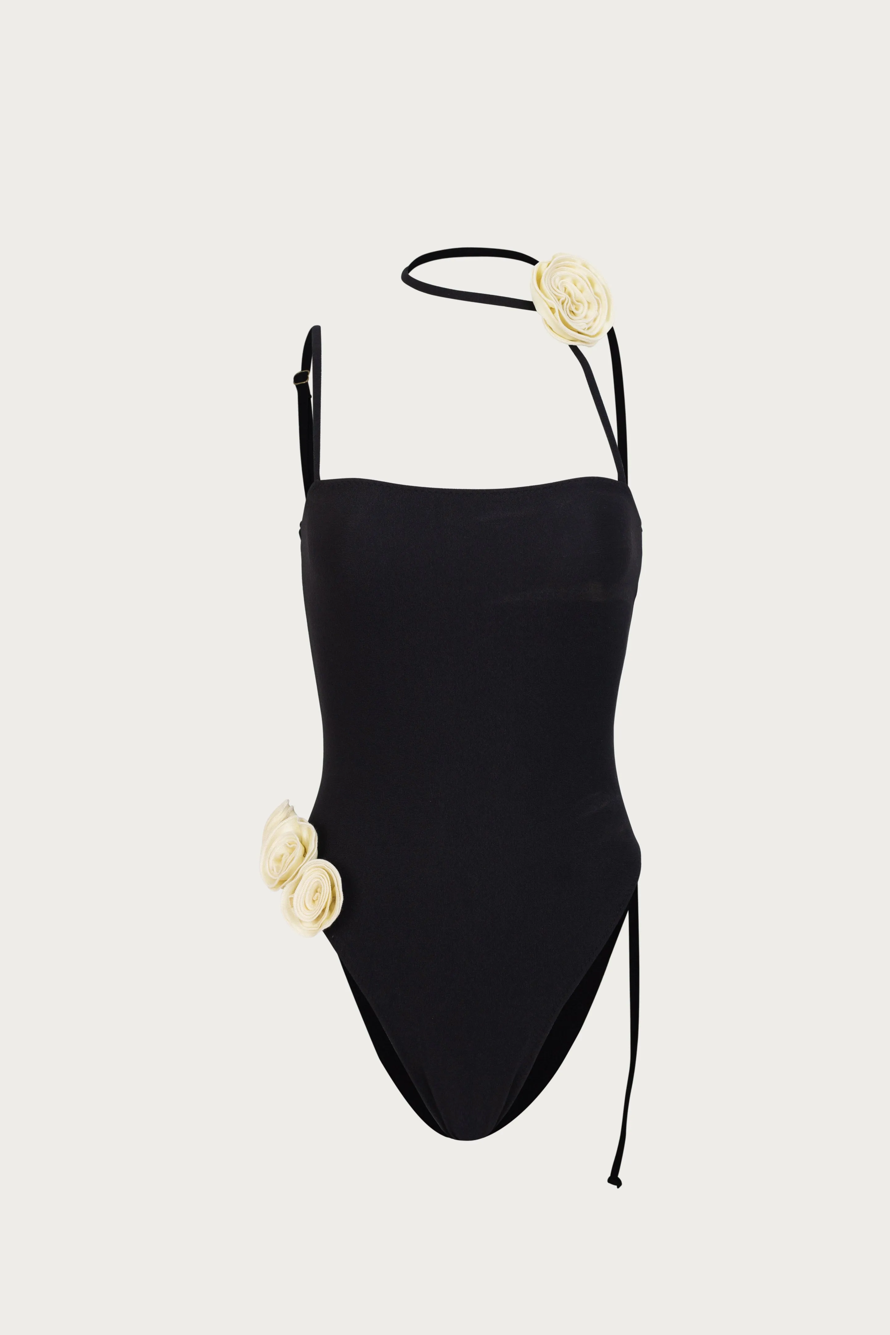Rosette Choker One Piece (Faux Suede Black/Cream) sold by SAME