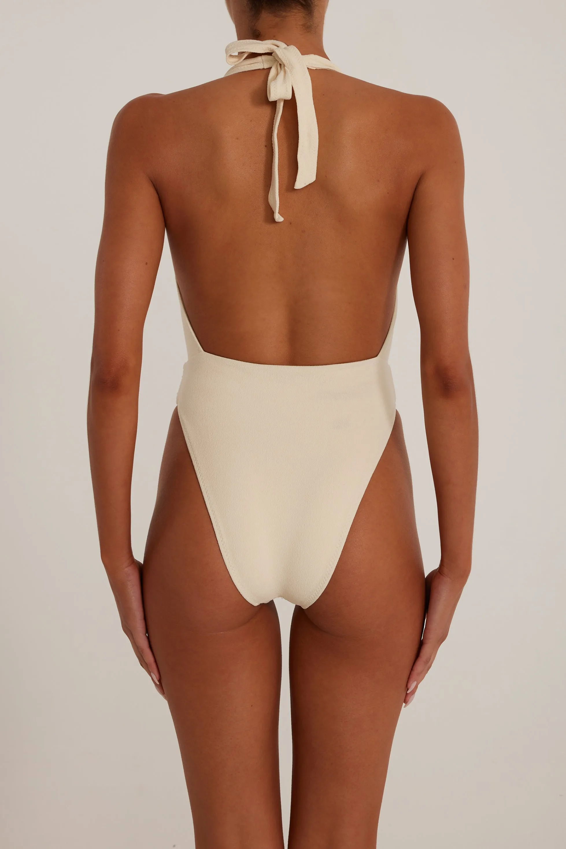Rosette V One Piece (Faux Suede Cream/Cream) sold by SAME product image thumbnail 5