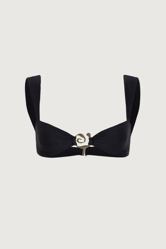 Spiral Bandeau Top (Faux Suede Black) sold by SAME