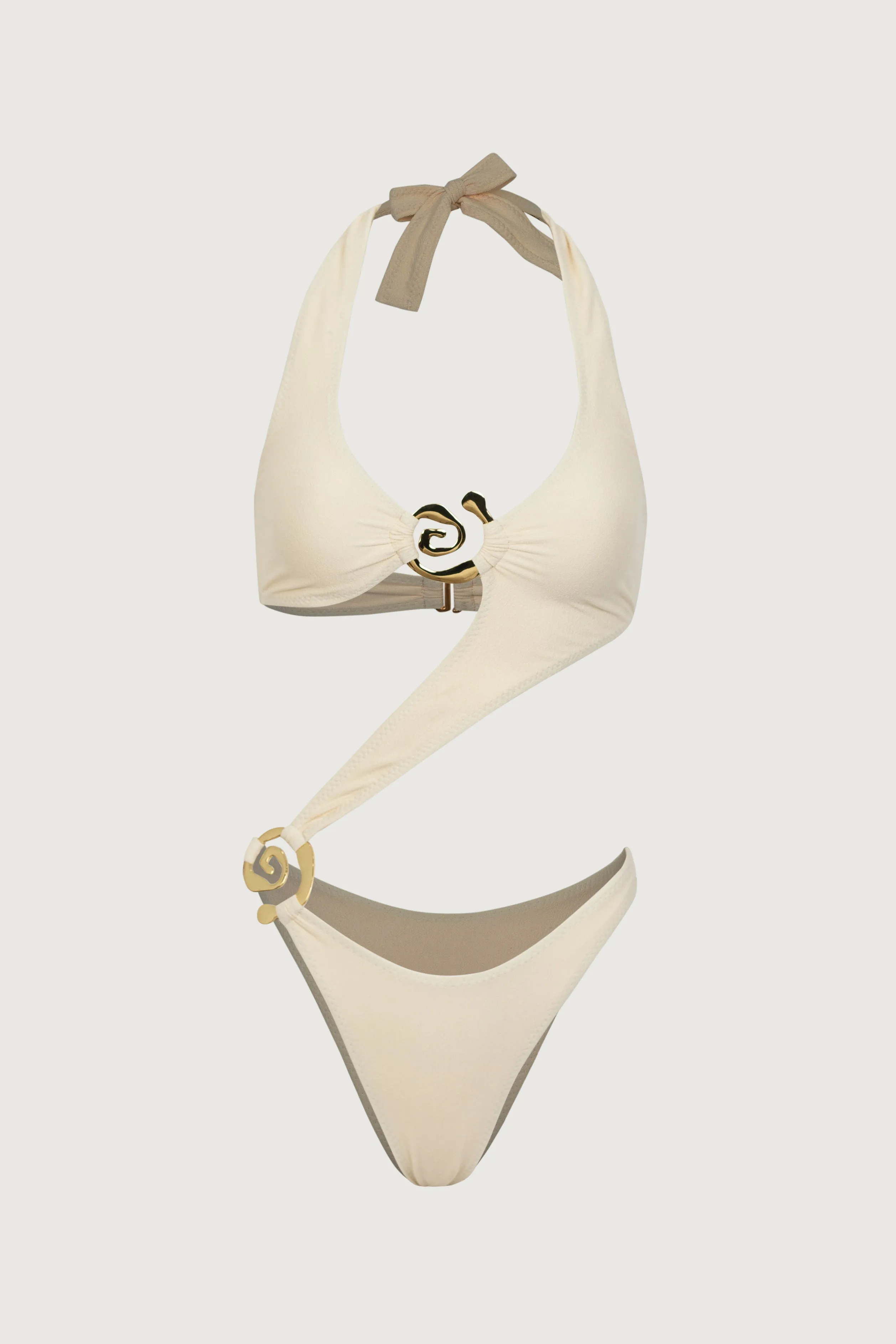Spiral Halter One Piece (Faux Suede Cream) sold by SAME