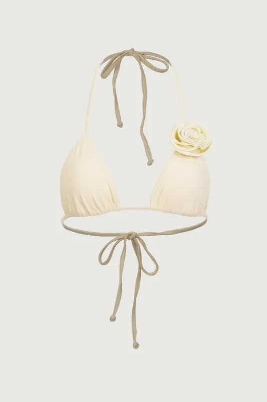 Rosette Triangle Top (Faux Suede Cream/Cream) sold by SAME