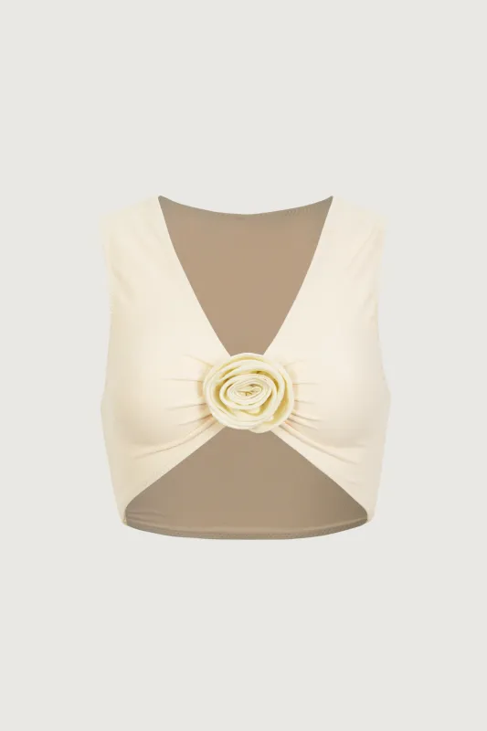 Rosette Tank Top (Faux Suede Cream/Cream) sold by SAME