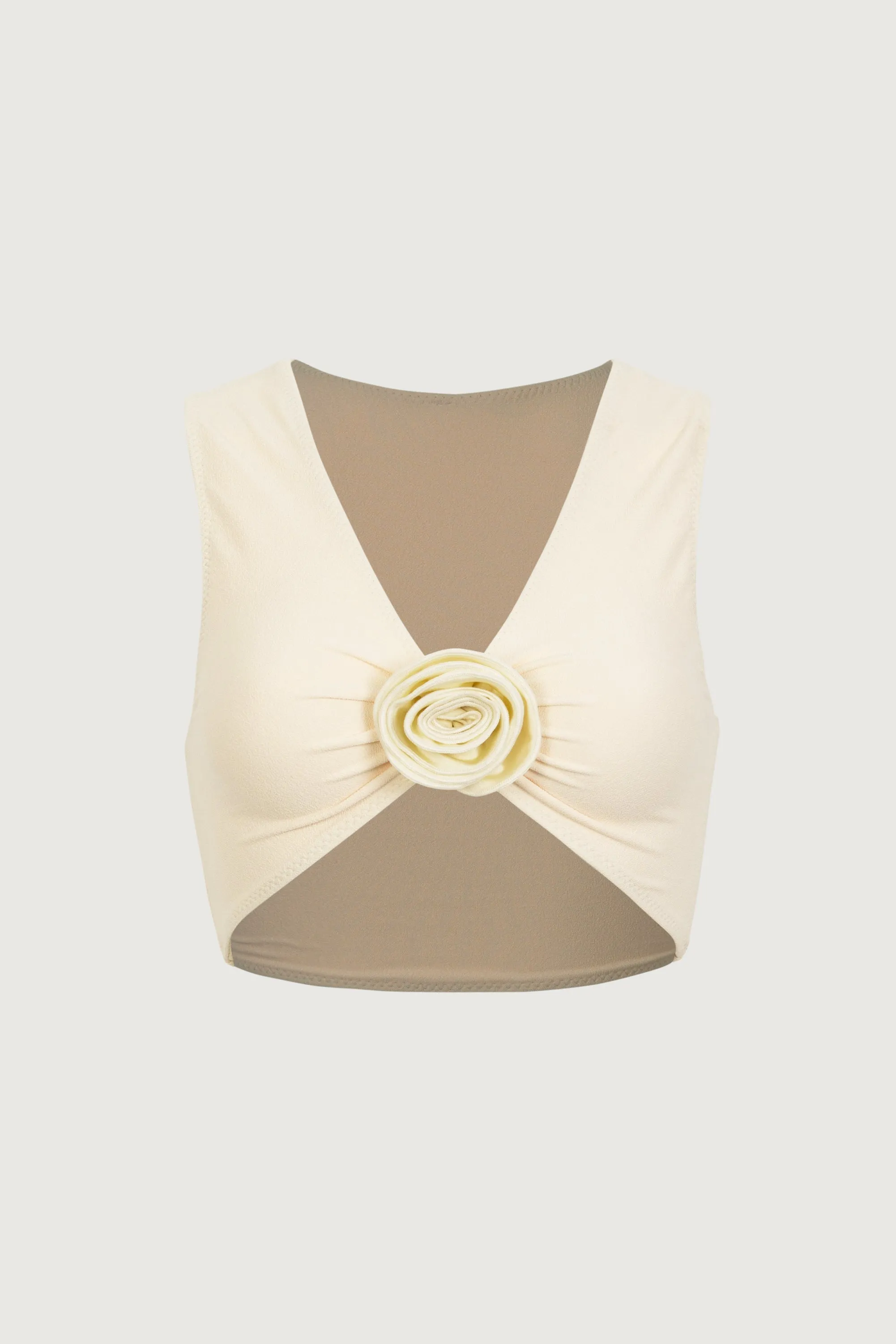 Rosette Tank Top (Faux Suede Cream/Cream) sold by SAME