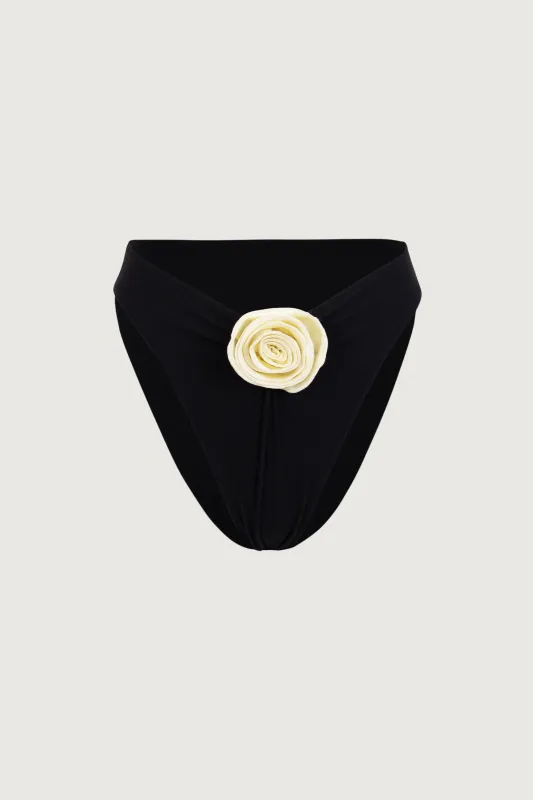 Rosette High Rise Bottom (Faux Suede Black/Cream) sold by SAME