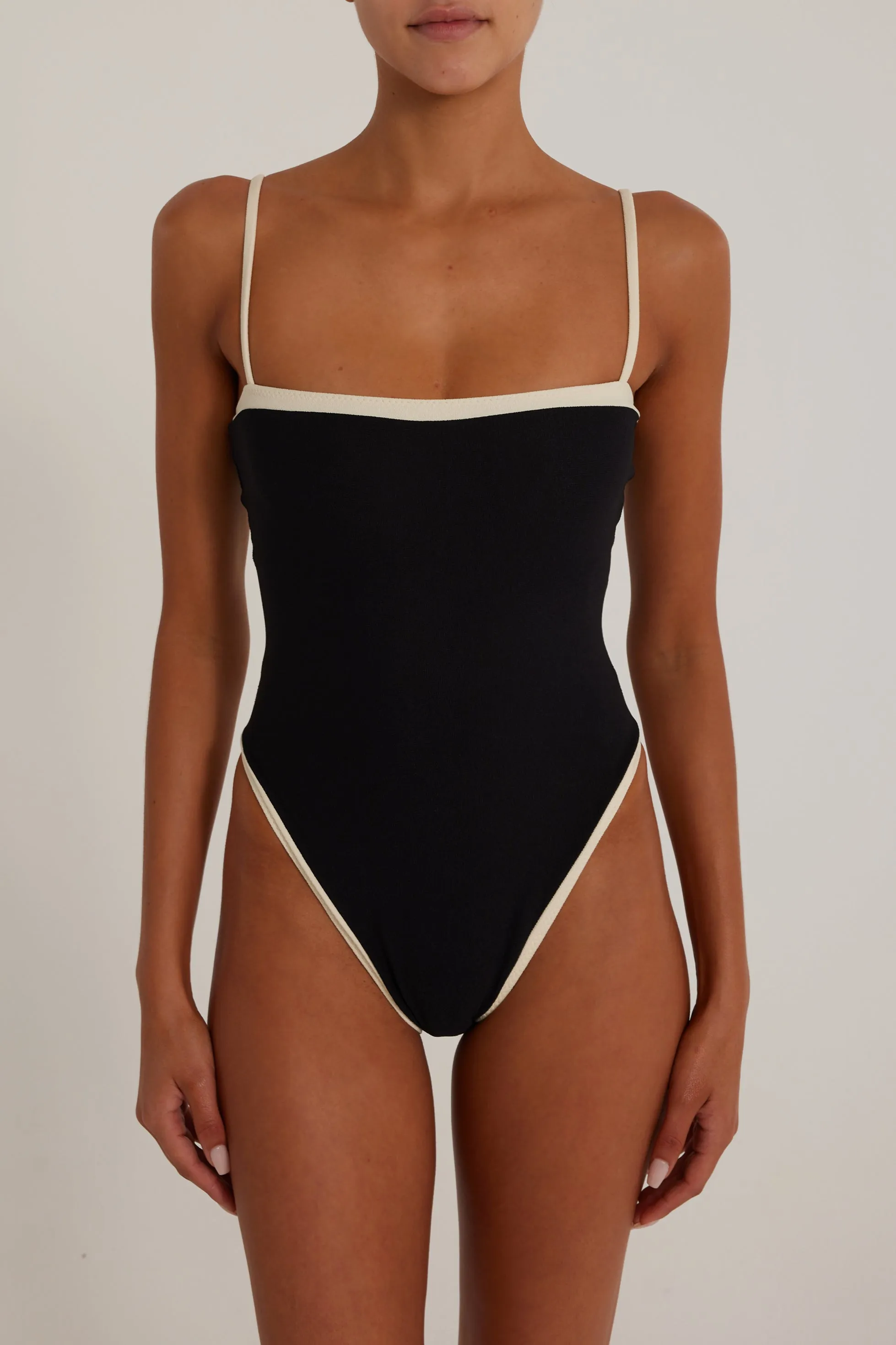 Colorblock One Piece (Faux Suede Black/Cream) sold by SAME product image thumbnail 3
