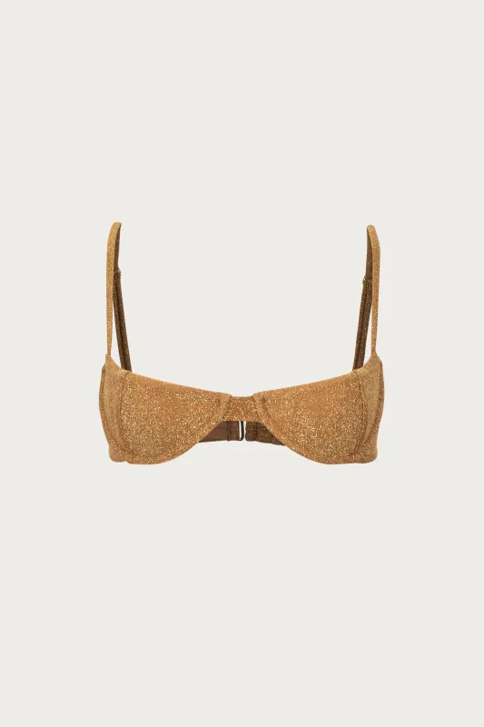 Demi Cup Underwire Top (Mocha Shimmer Lurex) sold by SAME