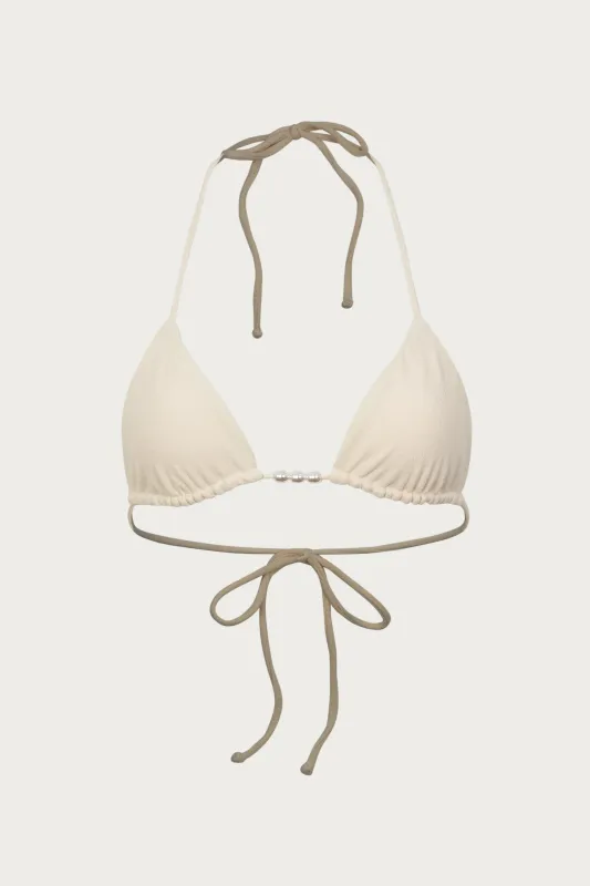 Beaded Triangle Top (Faux Suede Cream) sold by SAME