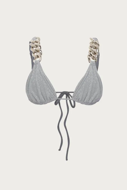 Silver Chain Triangle Top (Silver Shimmer Lurex) sold by SAME