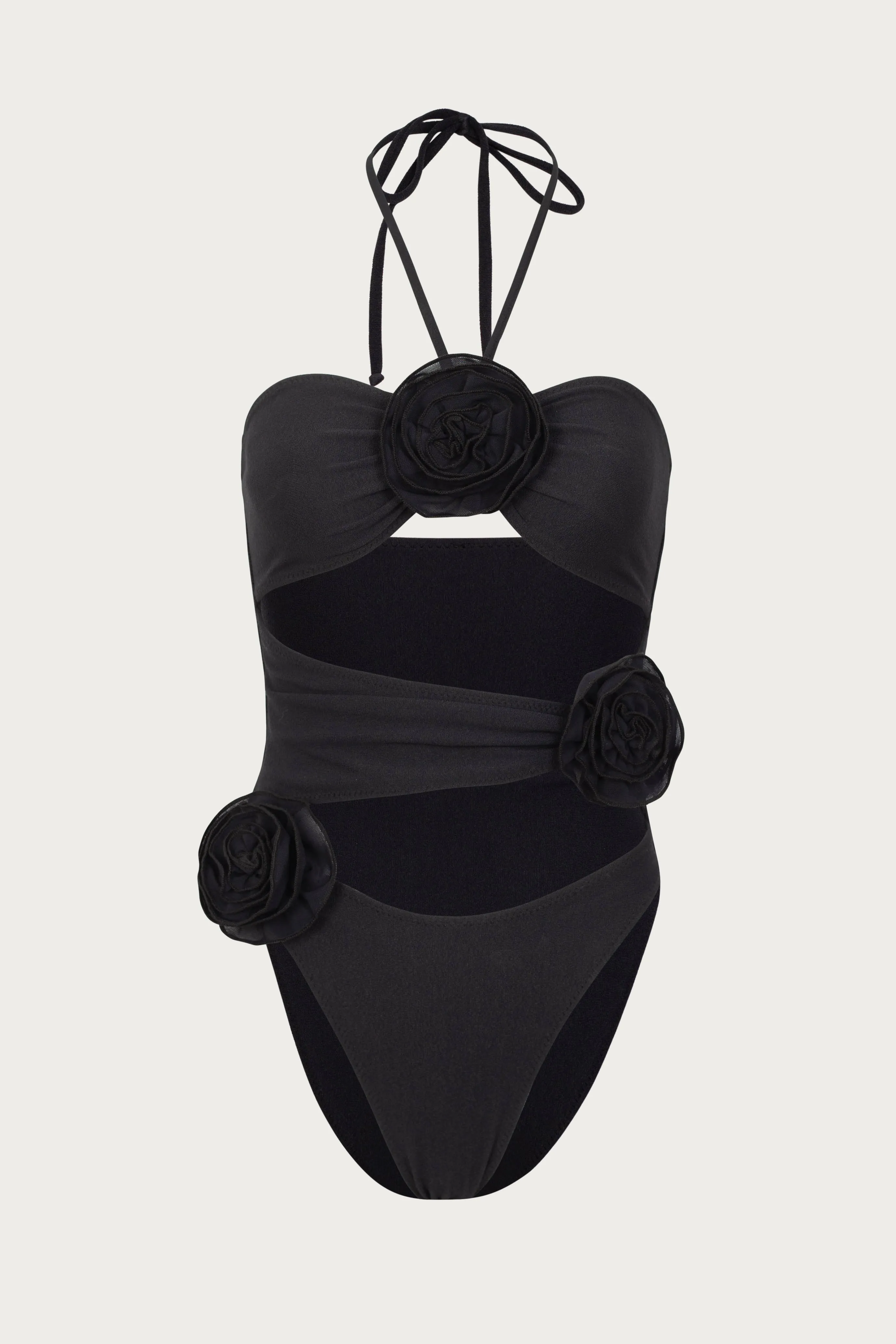 Rose Cut Out One Piece (Faux Suede Black/Black) sold by SAME