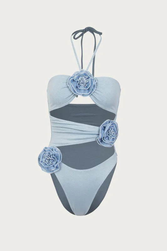 Rose Cut Out One Piece (Denim/Denim) sold by SAME
