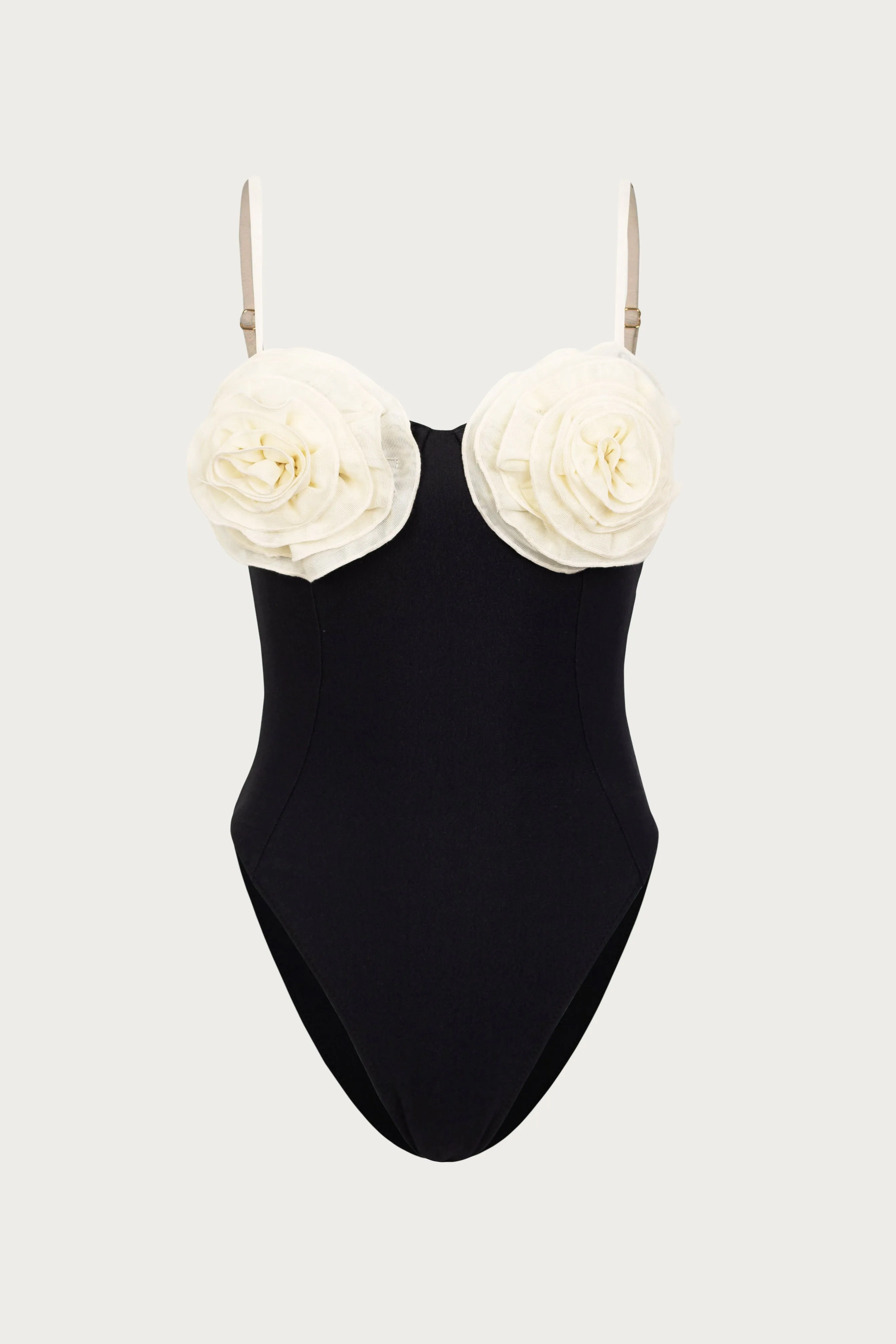 Rose One Piece (Faux Suede Black/Cream) sold by SAME