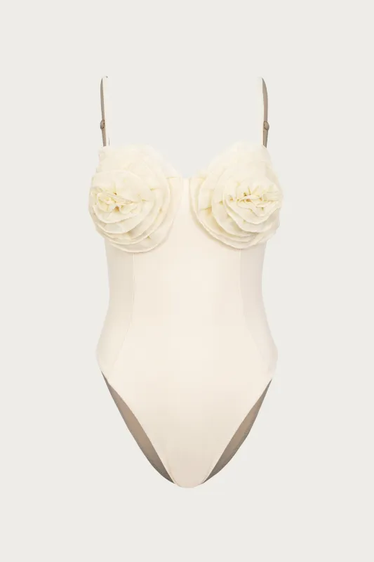 Rose One Piece (Faux Suede Cream/Cream) sold by SAME