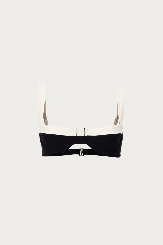 Underwire Top (Faux Suede Black/Cream) sold by SAME