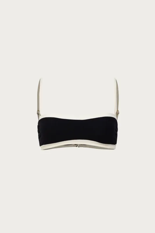 Bandeau Top (Faux Suede Black/Cream) sold by SAME