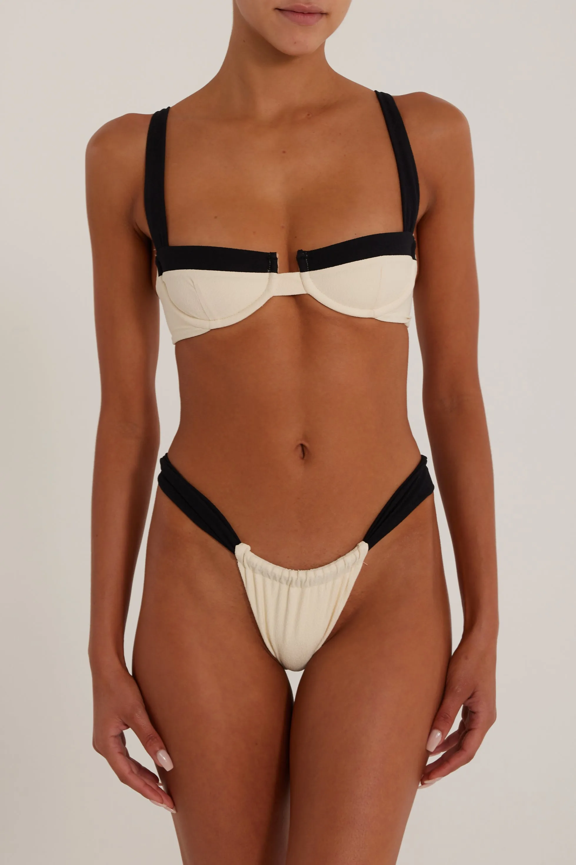 Underwire Top (Faux Suede Cream/Black) sold by SAME product image thumbnail 3