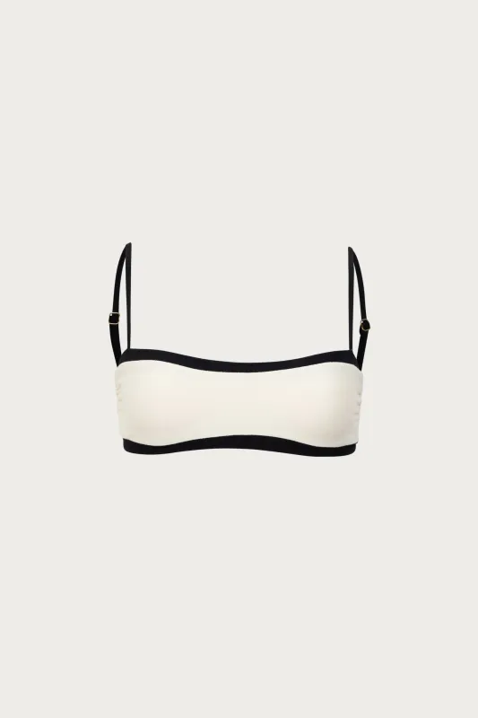 Bandeau Top (Faux Suede Cream/Black) sold by SAME