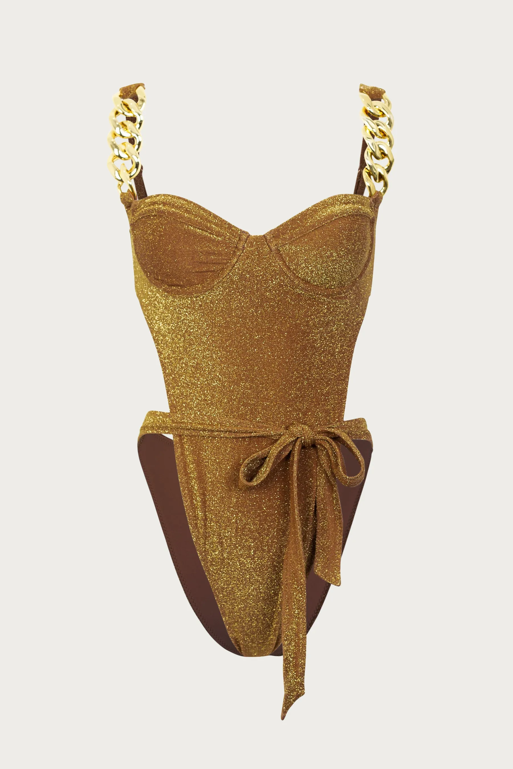Gold Chain One Piece (Mocha Shimmer Lurex) sold by SAME