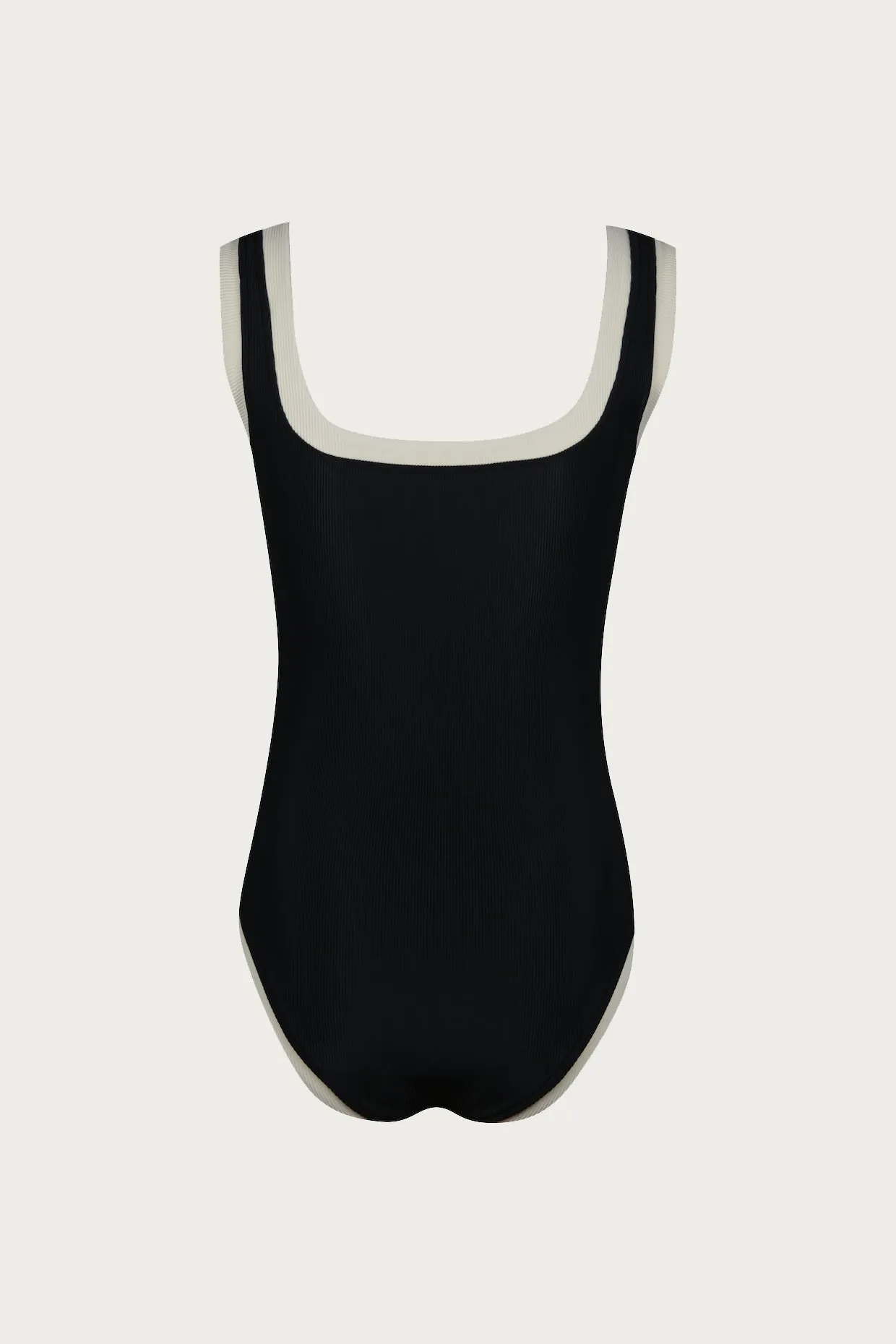 The Grace Tank One Piece (Ribbed Black/Cream) sold by SAME product image thumbnail 5