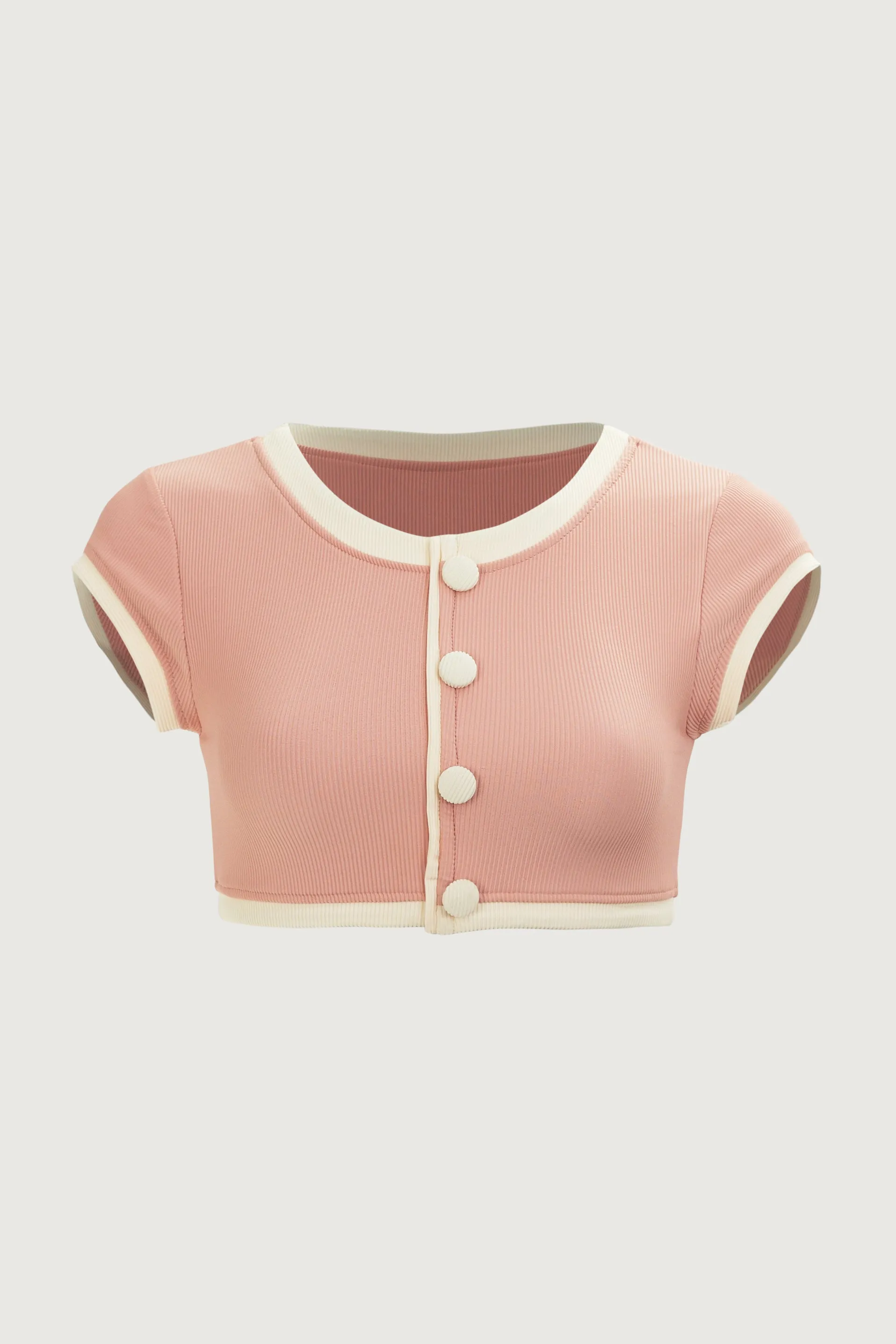 The Grace Top (Ribbed Blush/Cream) sold by SAME