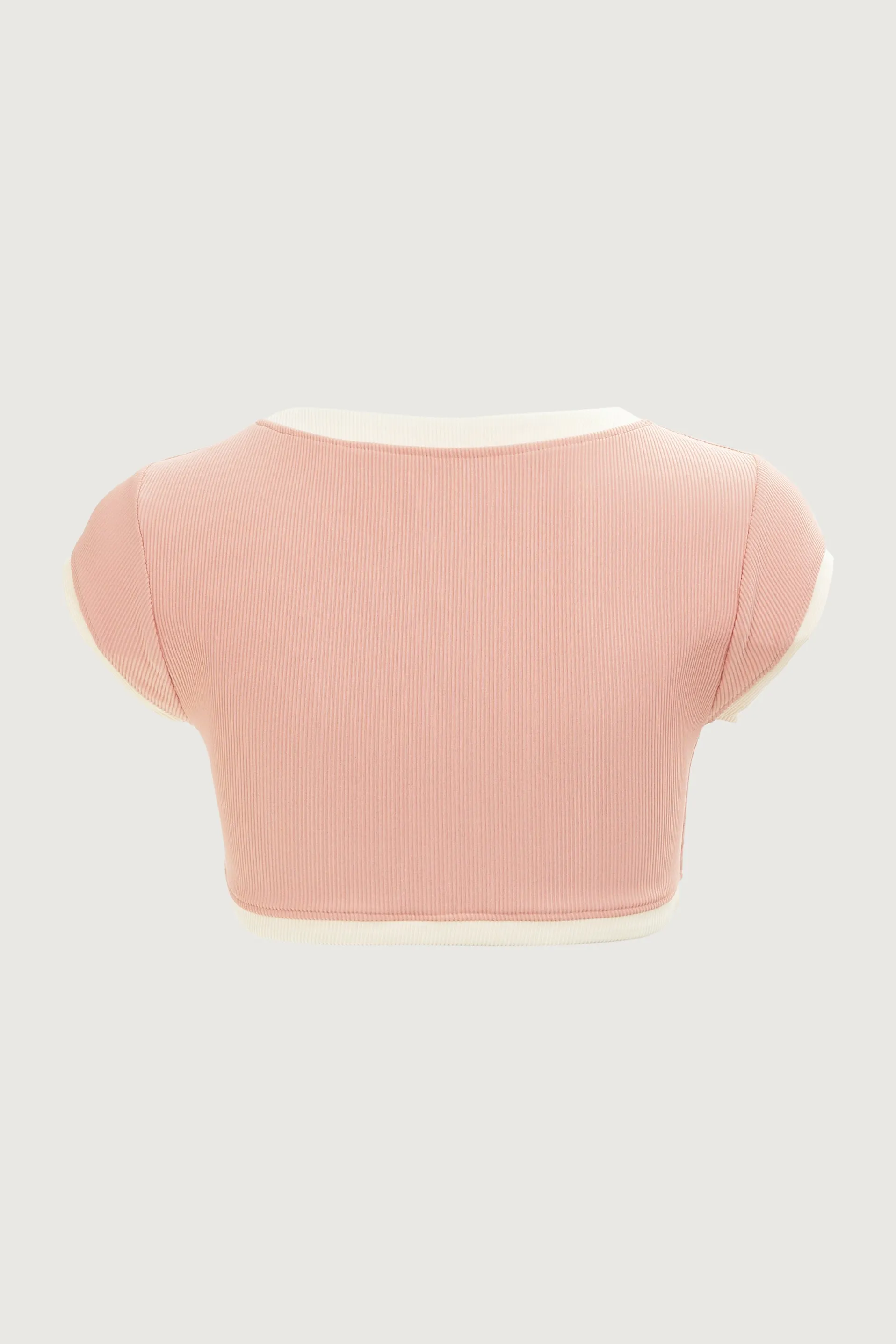The Grace Top (Ribbed Blush/Cream) sold by SAME product image thumbnail 3