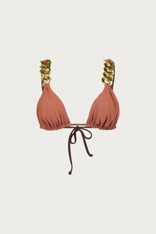 Gold Chain Triangle (Faux Suede Burnt Sienna) sold by SAME