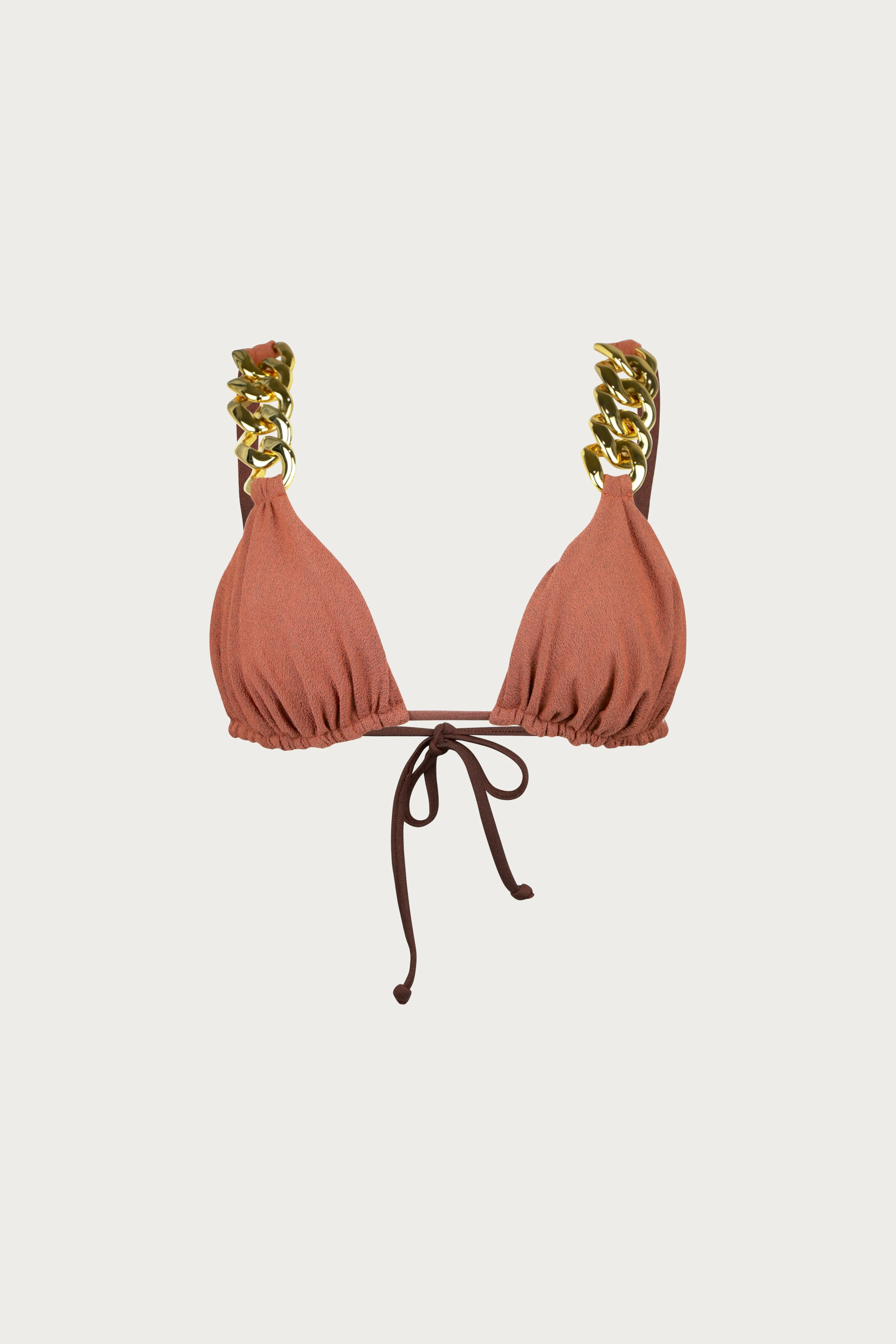 Gold Chain Triangle (Faux Suede Burnt Sienna) sold by SAME