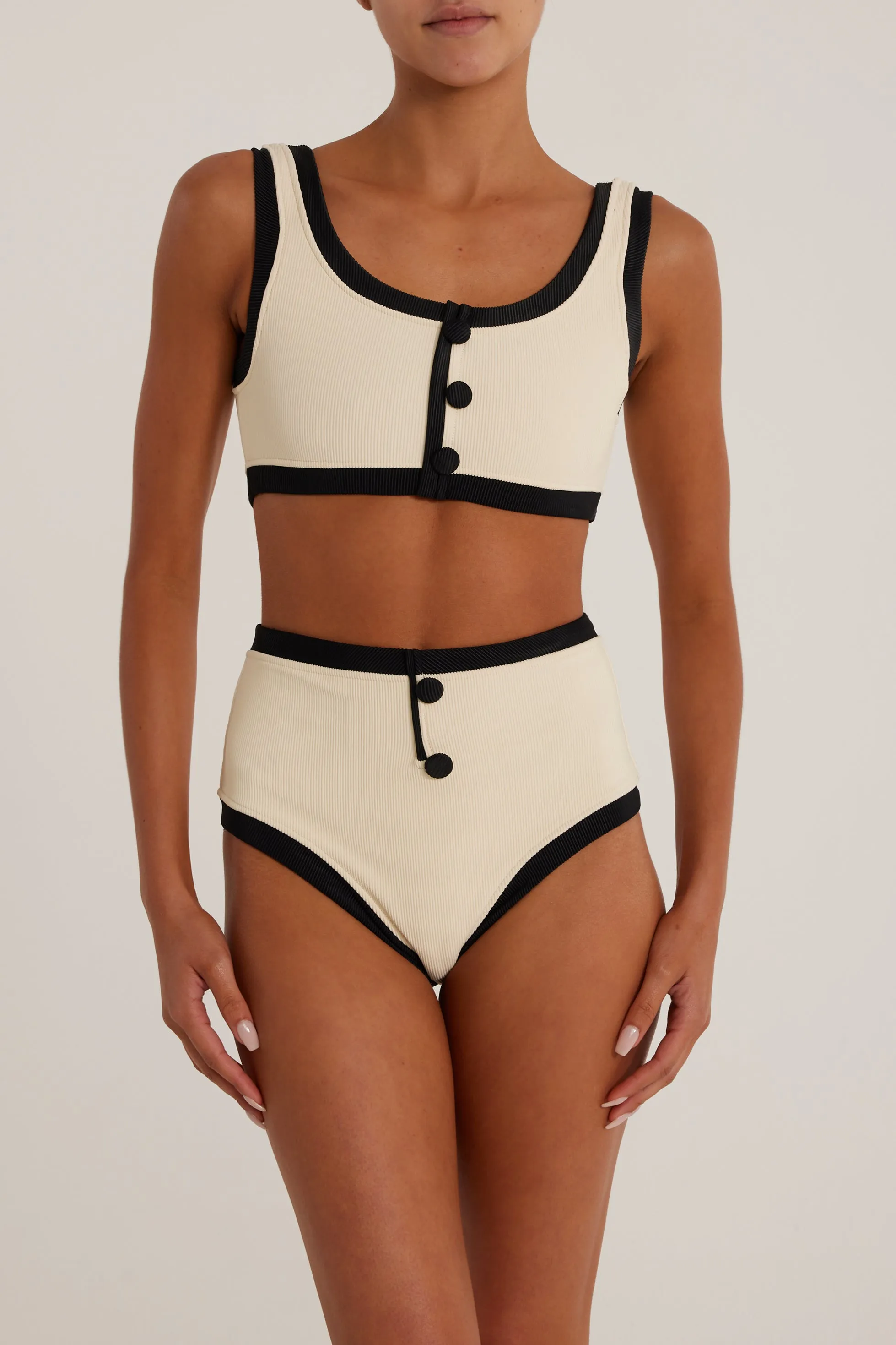 The Grace Tank (Ribbed Cream/Black) sold by SAME product image thumbnail 3