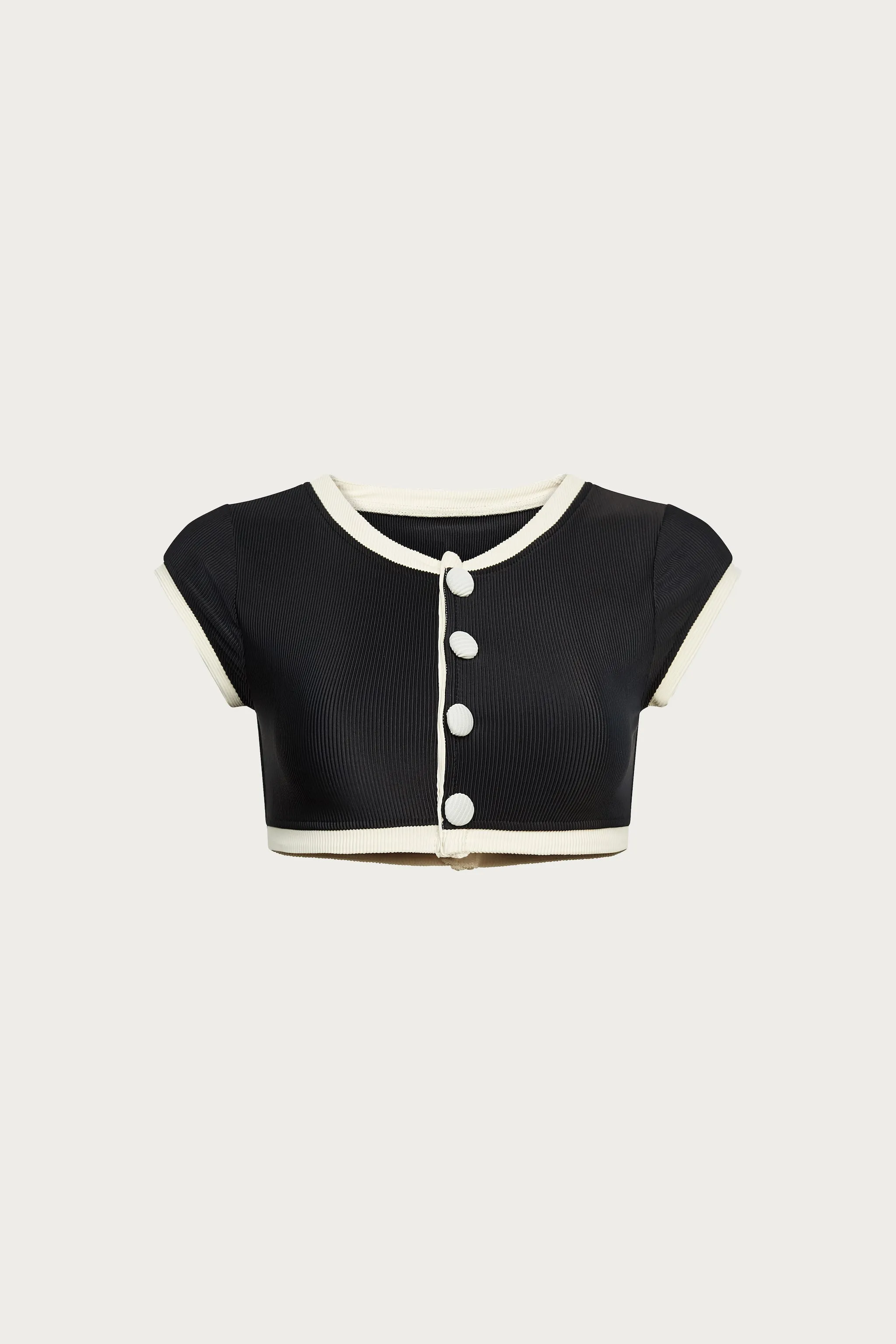 The Grace Top (Ribbed Black/Cream) sold by SAME