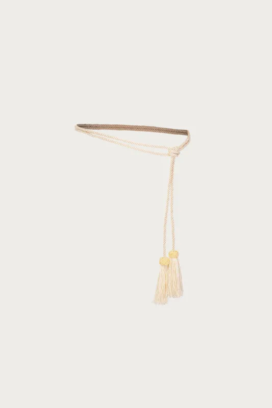 Tassel Rope Belt (Cream) made by SAME